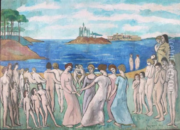 Groupe Nu Avec Danseuses Oil Painting - Pierre Paul Girieud