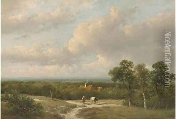 A panoramic landscape in summer Oil Painting - Andreas Schelfhout