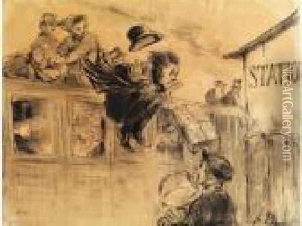 Les Chemines De Fer Trente Secondes De Station Oil Painting - Honore Daumier