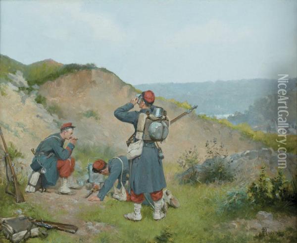 Le Bivouac Des Soldats Oil Painting - Ferdinand Bassot