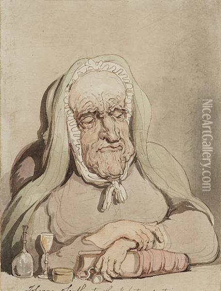 Portrait Of Joanna Southcote Oil Painting - Thomas Rowlandson
