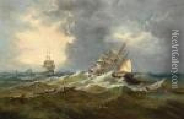 Caught In The Squall Oil Painting - John Moore Of Ipswich