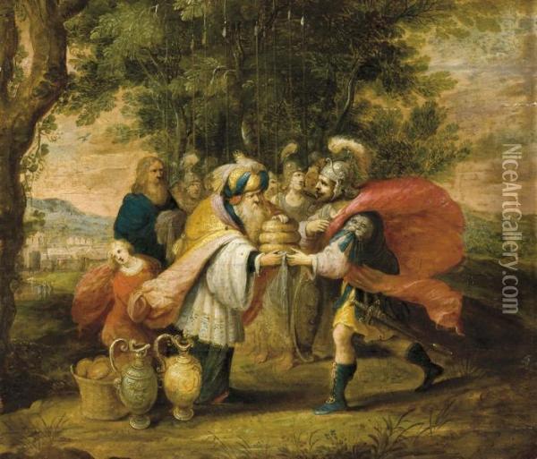 La Rencontre D'abraham Et Melchisedech Oil Painting - Frans II Francken