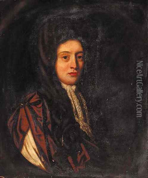 Portrait of a gentleman, half-length, wearing a brown cloak Oil Painting - Sir Peter Lely