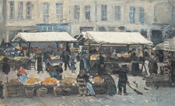 The Bustling Market Oil Painting - Siebe Johannes ten Cate