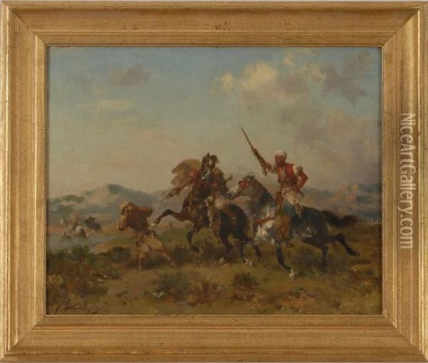 Arabs On Horseback Oil Painting - Georges Washington