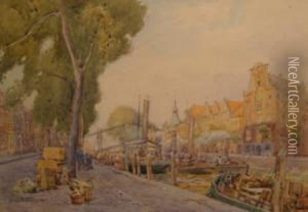 A Topographical View Of Amsterdam Oil Painting - Bernard Cecil Gotch