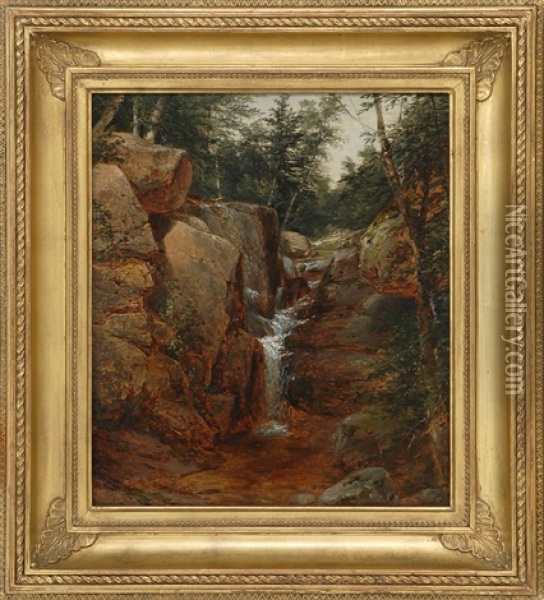 Waterfall Oil Painting - John William Casilear