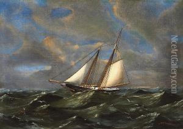 A Ship In Rough Seas Oil Painting - William Alexander Coulter