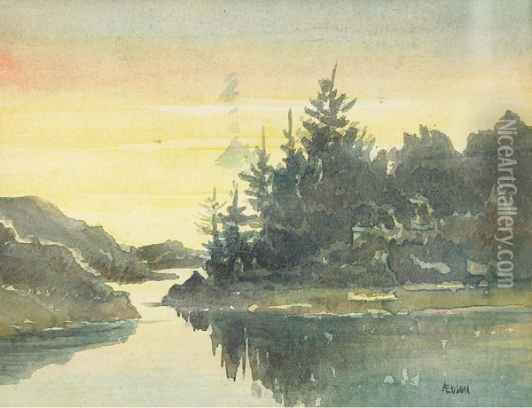 Shoreline At Sunset Oil Painting - Aaron Allan Edson