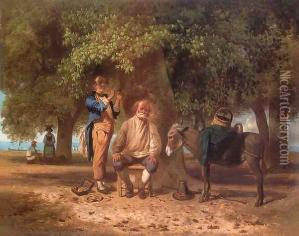 Travelling Barber 1863 Oil Painting - Andras Marko