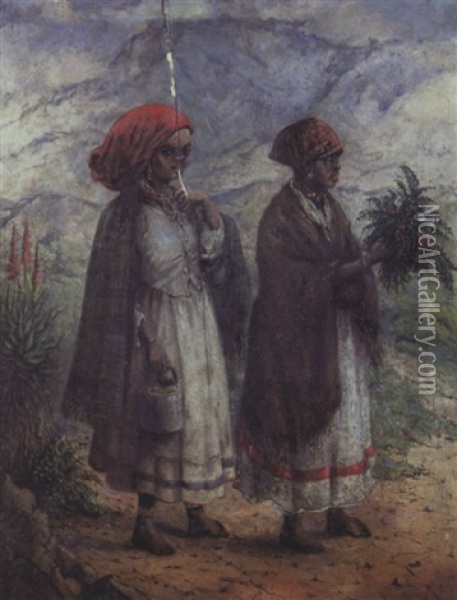 Two Xhosa Women Oil Painting - Frederick Timpson I'Ons
