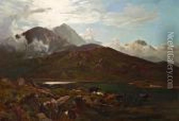 Near Dolgelly, North Wales Oil Painting - Sidney Richard Percy