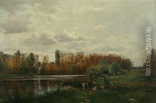 Sur Les Rives Du Lignon Oil Painting - Charles Joseph Beauverie