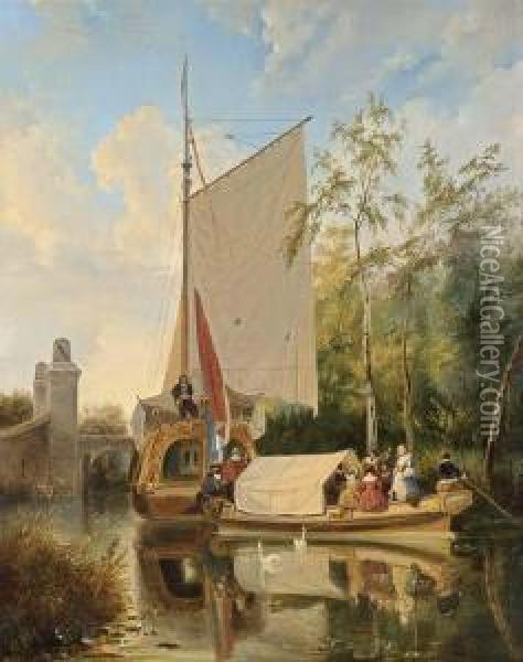 Boating Party Oil Painting - Wijnandus Johannes Josephus Nuijen