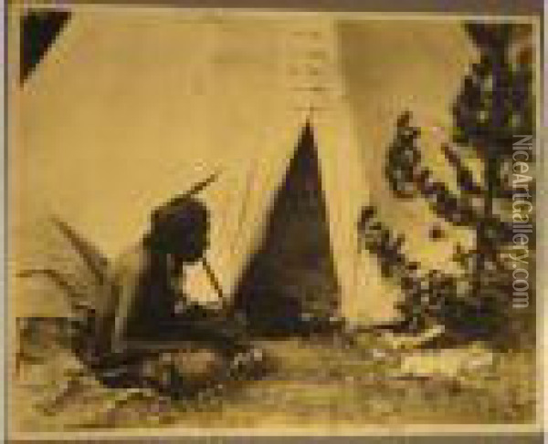 Chief Three Bears Blackfeet Patriarch Oil Painting - Roland W. Reed