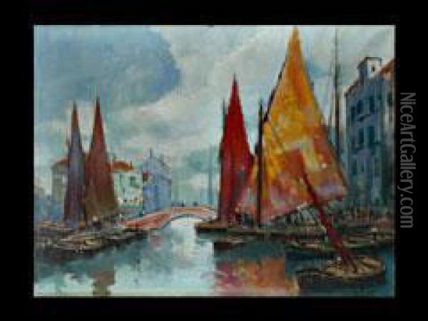 Chioggia An Der Lagune Sudlich Von Venedig Oil Painting - Otto Hammel
