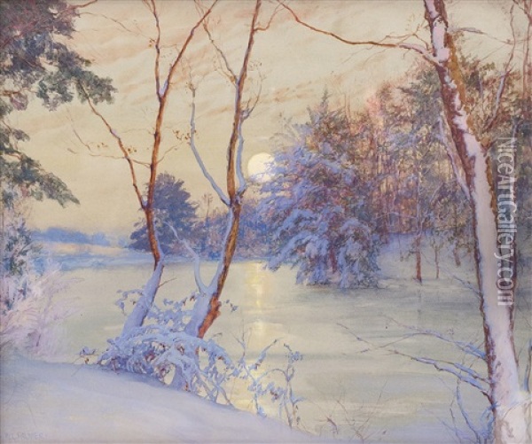Winter Moonrise Oil Painting - Walter Launt Palmer
