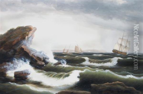 Off The Maine Coast Oil Painting - Thomas Birch