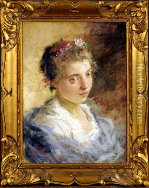 Portrait De Femme Oil Painting - Adrien Geefs