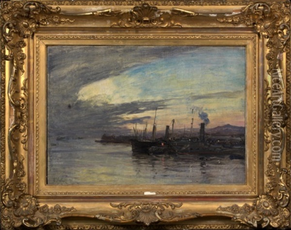 Harbor Scene Oil Painting - Howard Russell Butler