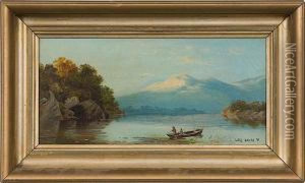 Lakescene Oil Painting - Luigi Loir