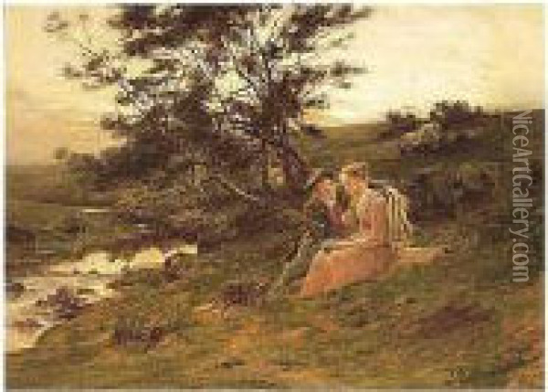 'twas A Lover And His Lass Oil Painting - Charles Martin Hardie