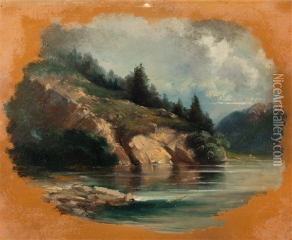 Am Ufer Eines Alpensees Oil Painting - Franz Steinfeld