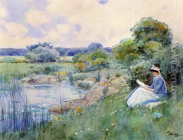 Woman Reading Oil Painting - Frederick Childe Hassam