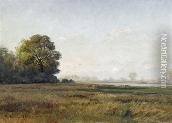Etang A Versailleux, Dombes Oil Painting - Auguste Prevot-Valeri