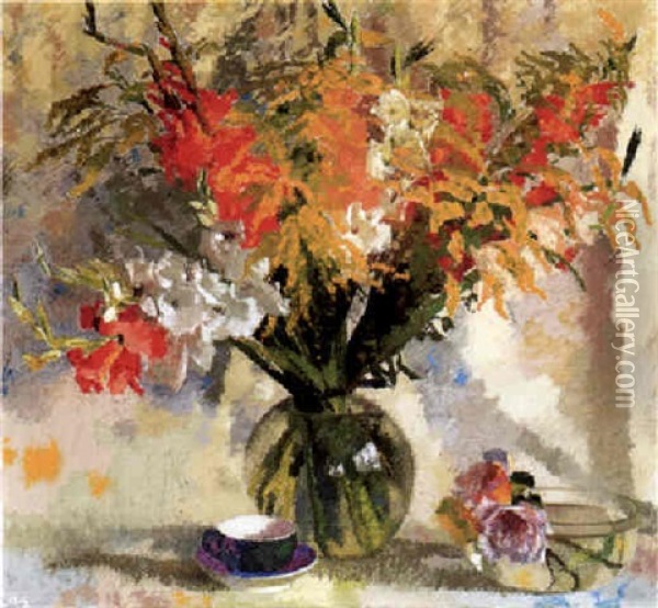 Herbstblumen Oil Painting - Augusto Giacometti