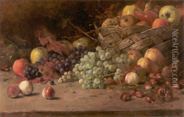 Stilleben Mit Obst Und Esskastanien Oil Painting - Eugene Joors