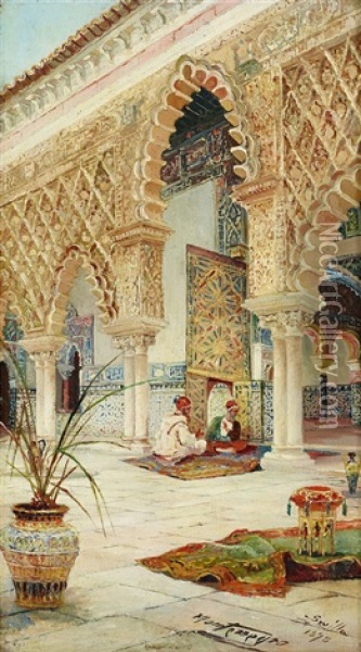 Oriental Interior From Seville Oil Painting - Jose Montenegro Cappell