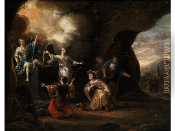 Die Drei Marien Am Leeren Grab Christi Oil Painting - Adriaen Verdoel