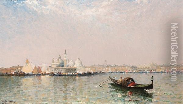 Venice From Beyond S. Giorgio; Venice With The Doge's Palace Oil Painting - Arthur Joseph Meadows