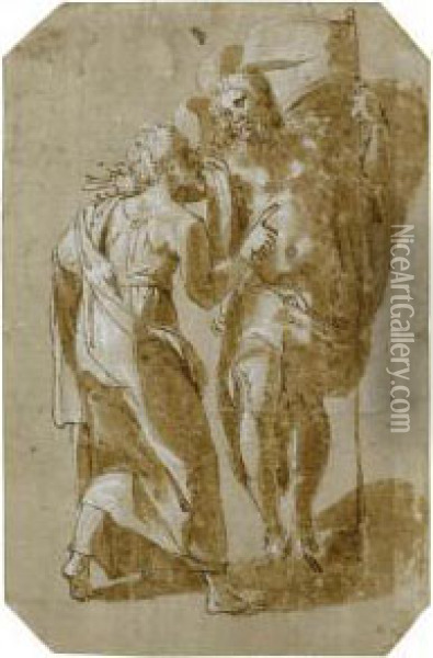 The Incredulity Of St. Thomas Oil Painting - Polidoro Da Caravaggio (Caldara)