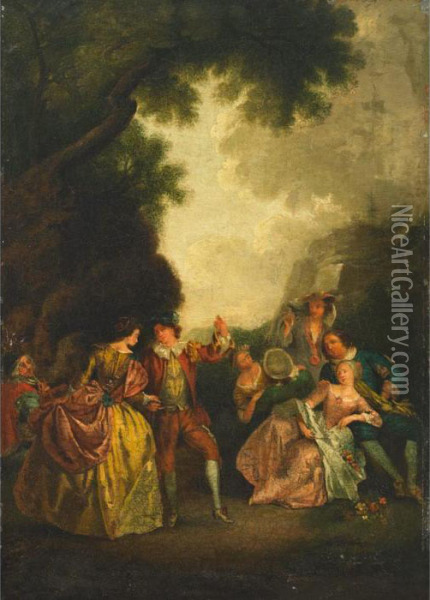 Fete In The Forest Oil Painting - Nicolas Lancret
