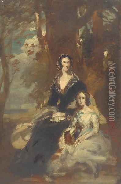 Portrait of two ladies Oil Painting - Daniel Macnee
