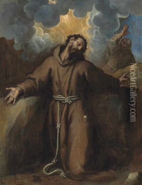 Saint Francis In Ecstasy Oil Painting - Jacopo Palma il Vecchio