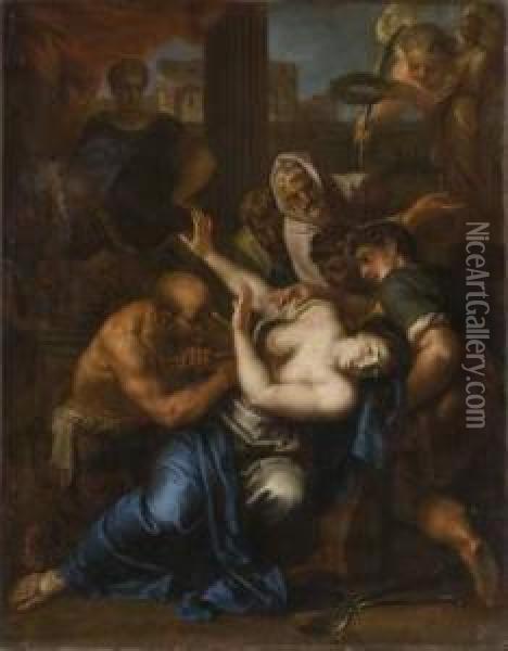 Martyre De Sainte Agathe Oil Painting - Henri Le Jeune Testelin