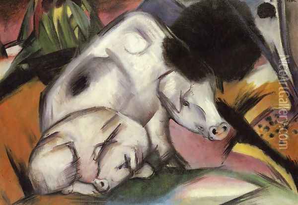 Pigs Oil Painting - Franz Marc