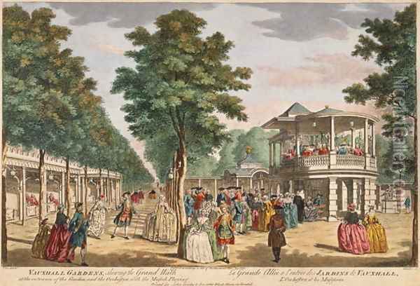 Vauxhall Gardens: The Grand Walk with the Orchestra Playing Oil Painting - Samuel Wale