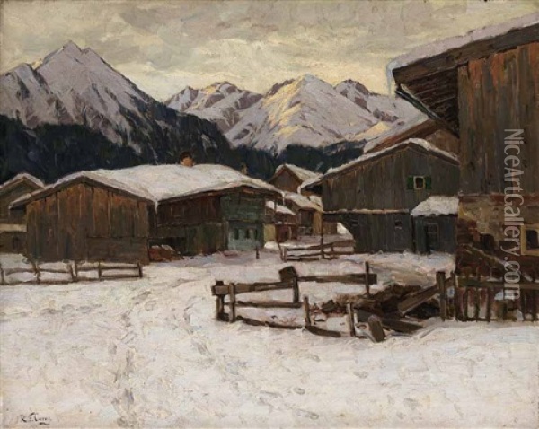 Winterlandschaft Mit Hausern Oil Painting - Robert Franz Curry