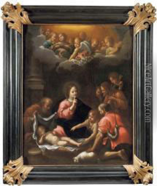 Adorazione Dei Pastori Con San Giovannino Oil Painting - Innocenzo Tacconi
