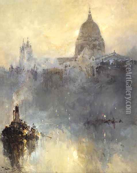 St. Paul's from the South Bank Oil Painting - Frank Wasley