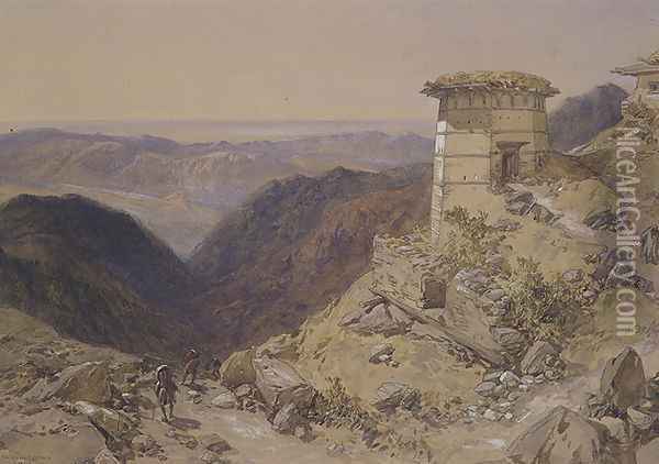 The Pir Panjal Pass into Kashmir, 11,400 feet above the sea, 1863 Oil Painting - William Simpson