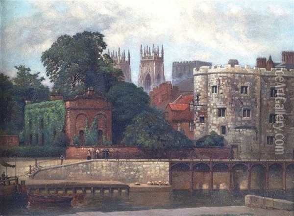 Lendal Tower And York Minster From The River Oil Painting - George Fall