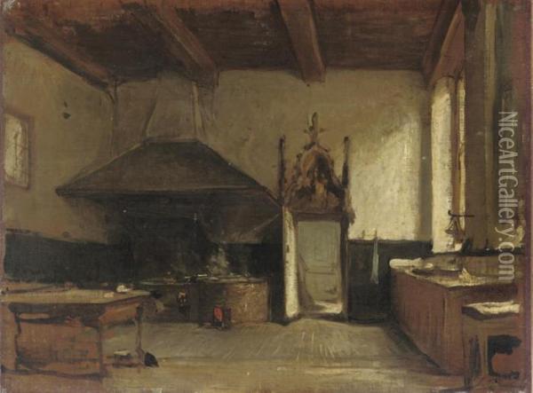 Interior Of A Kitchen Oil Painting - Johannes Bosboom
