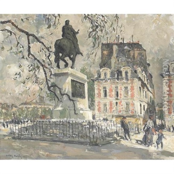 Square Du Vert Gallant, Paris Oil Painting - Jules Eugene Pages