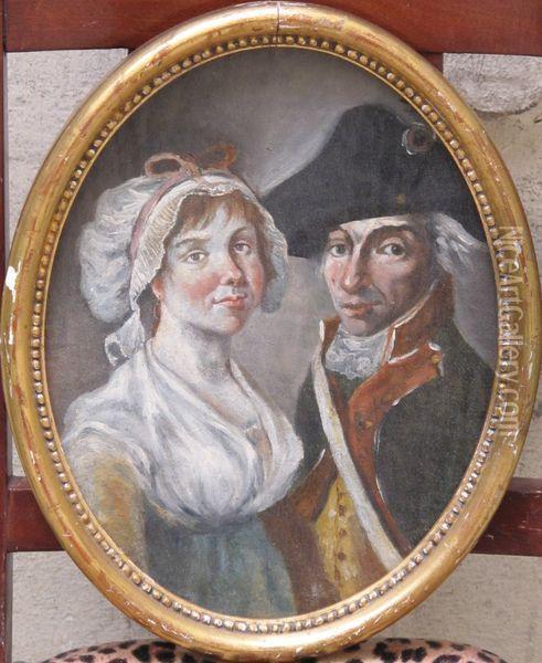 Portrait D'un Couple De Revolutionnaires Oil Painting - Jacques Gamelin
